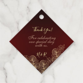 Bourgondië & Vergulde Bloemrijke Elegante Bruiloft Bedankjes Labels