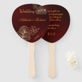 Bourgondië & Vergulde Bloemrijke Elegante Trouw  Handwaaier