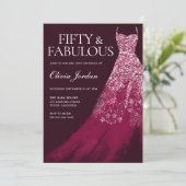 Bourgondië Vijftig & Fabulous Gown 50ste verjaarda Kaart (Staand voorkant)