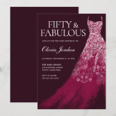 Bourgondië Vijftig & Fabulous Gown 50ste verjaarda Kaart (Voorkant / Achterkant)