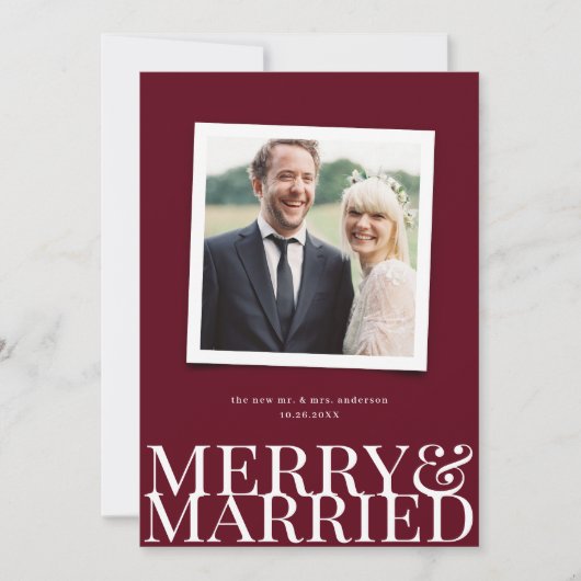 Bourgondië Vrolijk & Getrouwd Pas getrouwd Kerstmi Feestdagenkaart (Voorkant)