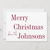 Bourgondië Vrolijk Kerstfeest Minimal Feestdagenkaart (Voorkant)