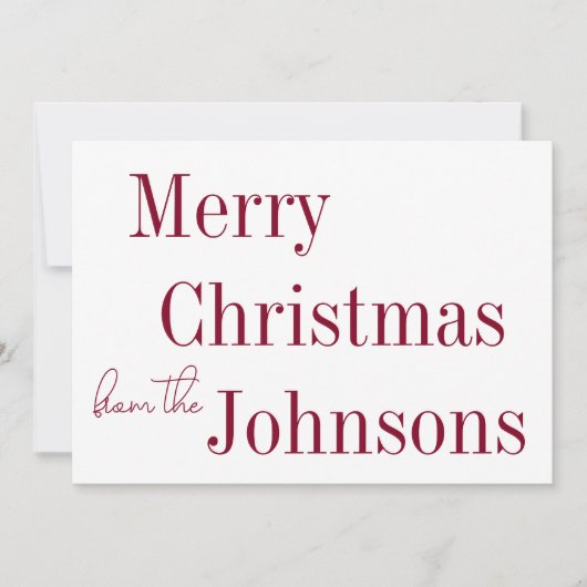 Bourgondië Vrolijk Kerstfeest Minimal Feestdagenkaart (Voorkant)