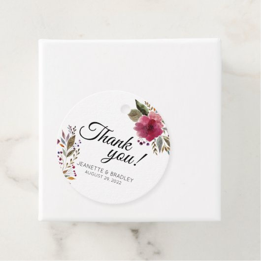 Bourgondië Waterverf Bloemen Bruiloft Dank u Bedankjes Labels (In situ)