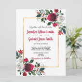 Bourgondië waterverf roos bloemengouden lijst brui kaart (Staand voorkant)