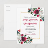 Bourgondië waterverf roos bloemengouden lijst brui uitnodiging briefkaart (Voorkant / Achterkant)