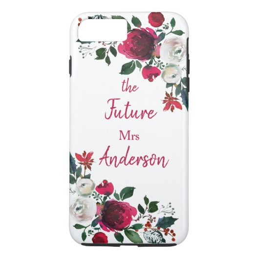 Bourgondië Waterverf Roos Floral de Toekomst Mevro Case-Mate iPhone Case (Achterkant)