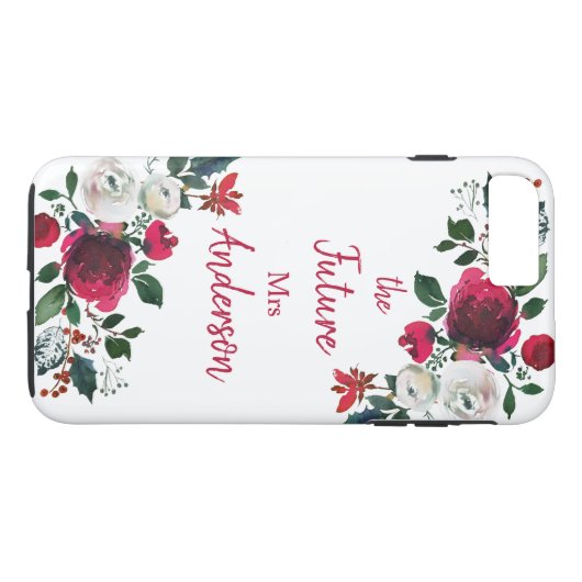 Bourgondië Waterverf Roos Floral de Toekomst Mevro Case-Mate iPhone Case (Achterkant (Horizontaal))