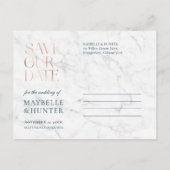 Bourgondië Waterverf Roos Gold Save Our Date Navy Aankondigingskaart (Achterkant)