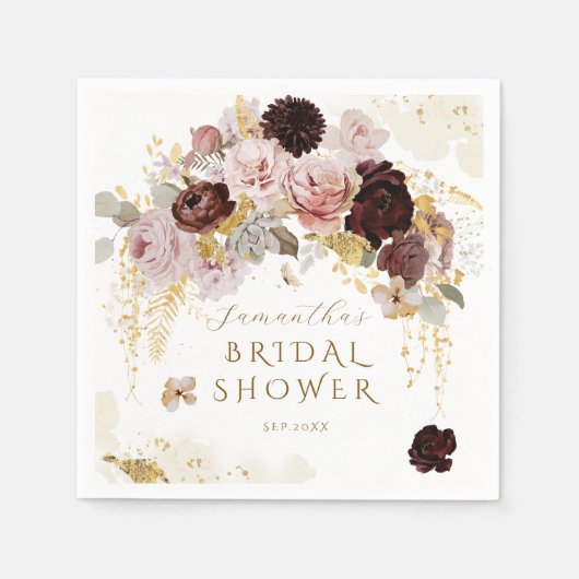 Bourgondië Wildflower Garden Floral Vrijgezellenfe Servet (Voorkant)