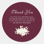 Bourgondië Wit Goud Rozen Elegant Dank u Ronde Sticker (Voorkant)