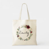Bourgondië wit ivoor bloemen bruiloft gunst tote bag (Achterkant)
