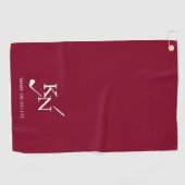 Bourgondië wit monogram naam Classic Club Initiale Golfhanddoek (Horizontaal)