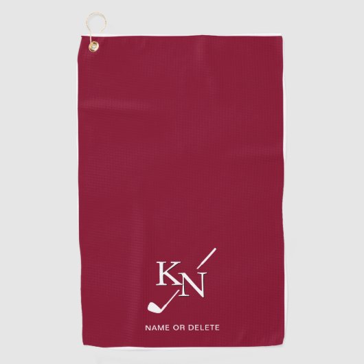 Bourgondië wit monogram naam Classic Club Initiale Golfhanddoek (Voorkant)