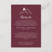 Bourgondië wit silhouet berg bruiloft details informatiekaartje (Voorkant)