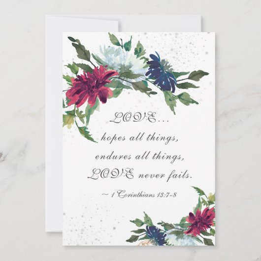 Bourgondië Witte Blauwe Elegante Bloem Bruiloft  Save The Date (Achterkant)