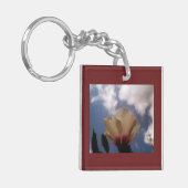 Bourgondië Witte Roos Sleutelhanger (Voorkant Links)