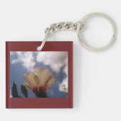 Bourgondië Witte Roos Sleutelhanger (Achterkant)