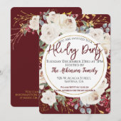 Bourgondië Witte Rose Bloemen Vakantie Party Kaart (Voorkant / Achterkant)