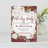 Bourgondië Witte Rose Bloemen Vakantie Party Kaart (Staand voorkant)