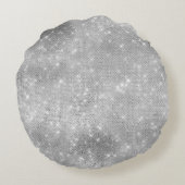 Bourgondië Zilver Glitzy Glans Rond Kussen (Achterkant)