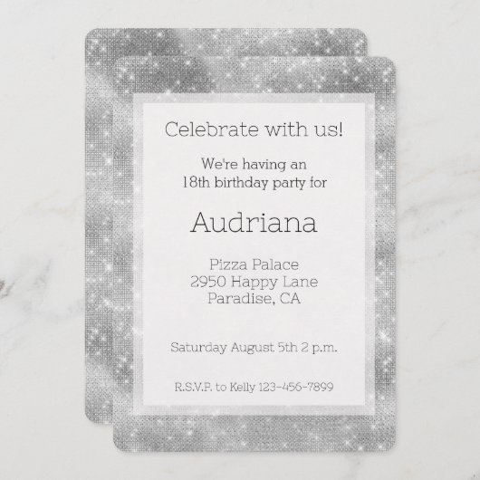 Bourgondië Zilveren Sparkle Glitz Verjaardag Kaart (Voorkant / Achterkant)