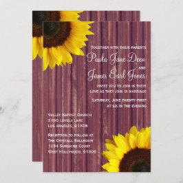 Bourgondië & Zonnebloem bruiloft uitnodiging