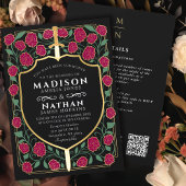 Bourgondië Zwaard Schild Fantasy QR Code Huwelijk Kaart