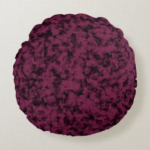 Bourgondië Zwart Cubisme Abstract Patroon Rond Kussen