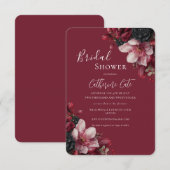 Bourgondië & Zwart Elegant Bloemen Bruid Kaart (Voorkant / Achterkant)