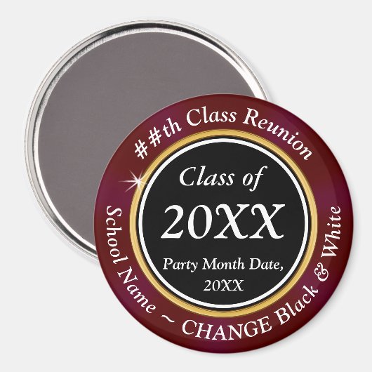 Bourgondië, Zwart en Wit, Klasse Reünie gunsten Magneet (Voorkant / Achterkant)