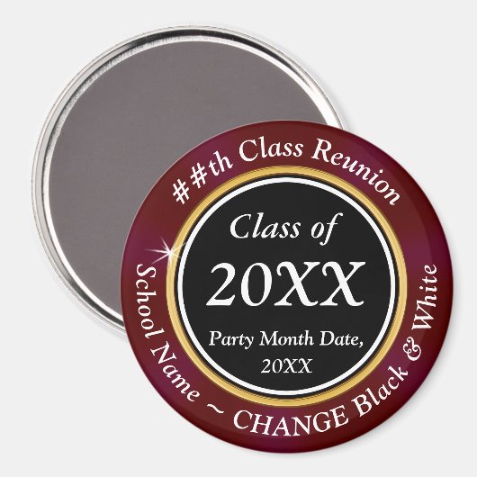 Bourgondië Zwart Wit, klasse reünie magneten gunst (Voorkant / Achterkant)
