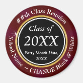 Bourgondië Zwart Wit, klasse reünie magneten gunst (Voorkant)