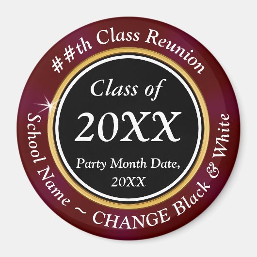 Bourgondië Zwart Wit, klasse reünie magneten gunst (Voorkant)