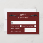 Bourgondië Zwarte Draak Monogram Fantasy Wedding RSVP Kaartje (Voorkant)