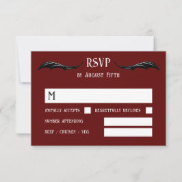 Bourgondië Zwarte Draak Monogram Fantasy Wedding RSVP Kaartje