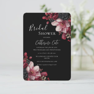 Bourgondië & Zwarte Elegante Bruidsbloemen  Kaart