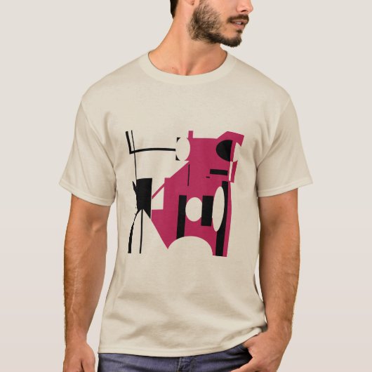Bourgondië, zwarte geometrische vormen Abstracte M T-shirt (Voorkant)