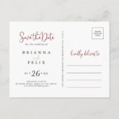 Bourgondiën Roze Blush Bloemige Save the Date  Briefkaart (Achterkant)