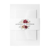 Bourgondiër Champagne Ivoor Roze Bloemige Trouwdag Uitnodigingen Wikkel (Voorkant Voorbeeld)