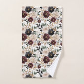 Bourgondiër Crème Zwart Bloemmotief Bad Handdoek (Handdoek)