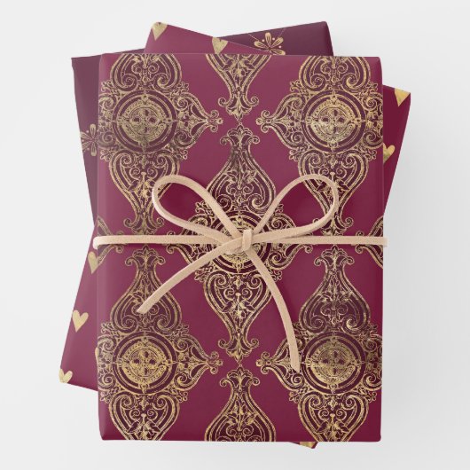 Bourgondiër en goud Paris thema Inpakpapier Vel (In situ)