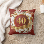 Bourgondiër en gouden bloem 40ste huwelijksjubileu kussen (Deken)