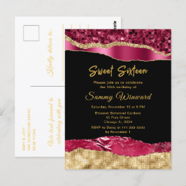 Bourgondiër en Gouden Glam Tranen Sweet Sixteen Briefkaart