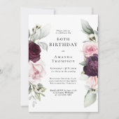 Bourgondiër en Roze Bloem 60e Verjaardag Kaart (Voorkant)