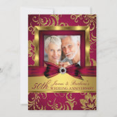 Bourgondiër Goud Foto 50ste Huwelijksverjaardag Kaart (Voorkant)