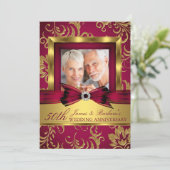 Bourgondiër Goud Foto 50ste Huwelijksverjaardag Kaart (Staand voorkant)