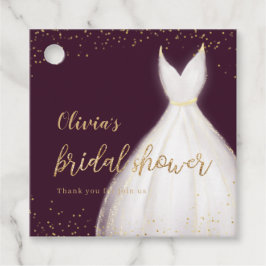 Bourgondiër Goud Glitter Elegante Jurk Bruidsjurk  Bedankjes Labels