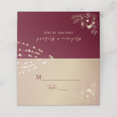 Bourgondiër Gouden Bloem Bruiloft Plaatskaart Plaatskaartje (Buitenkant ongevouwen)