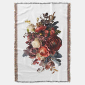 Bourgondiër Maroon Koraal Wit Sfeervolle Bloemen Deken (Voorkant Verticaal)